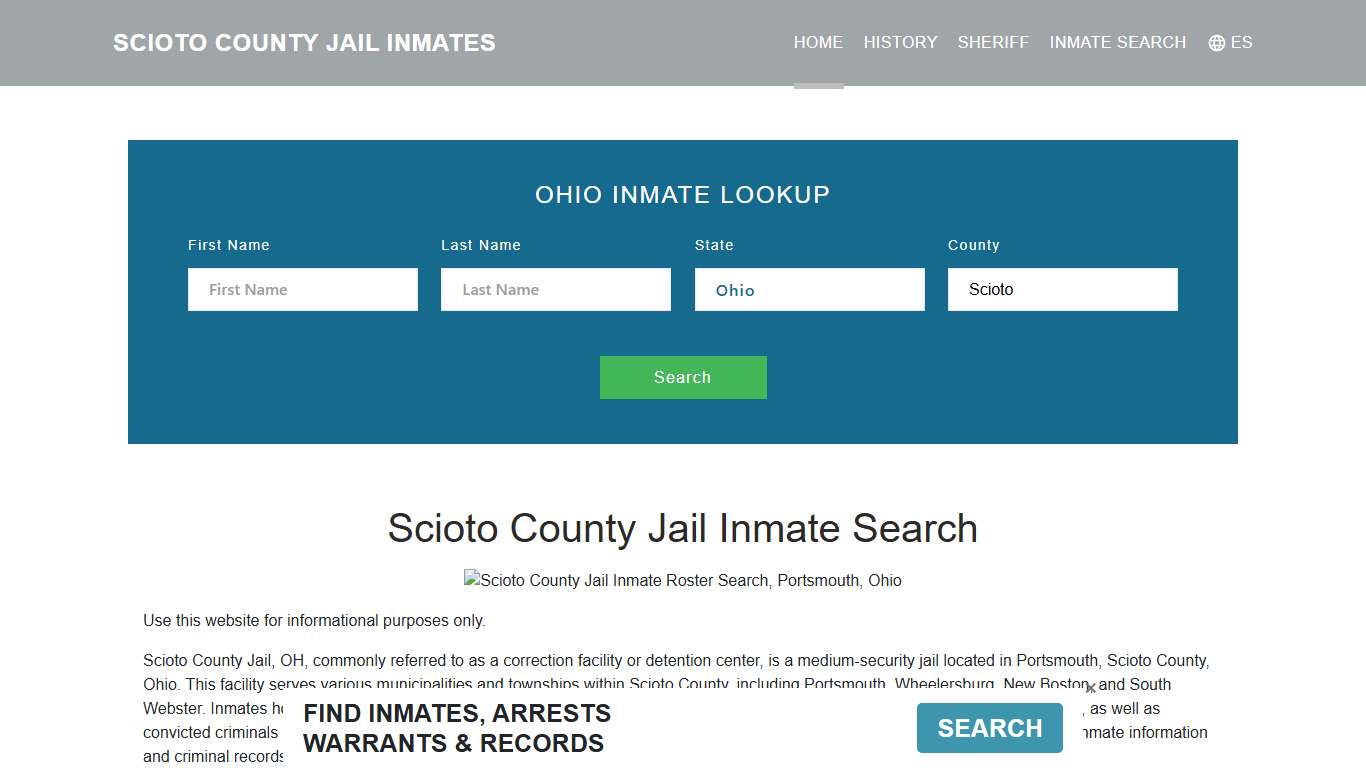 Scioto County Jail Inmate Roster Lookup, Portsmouth, OH